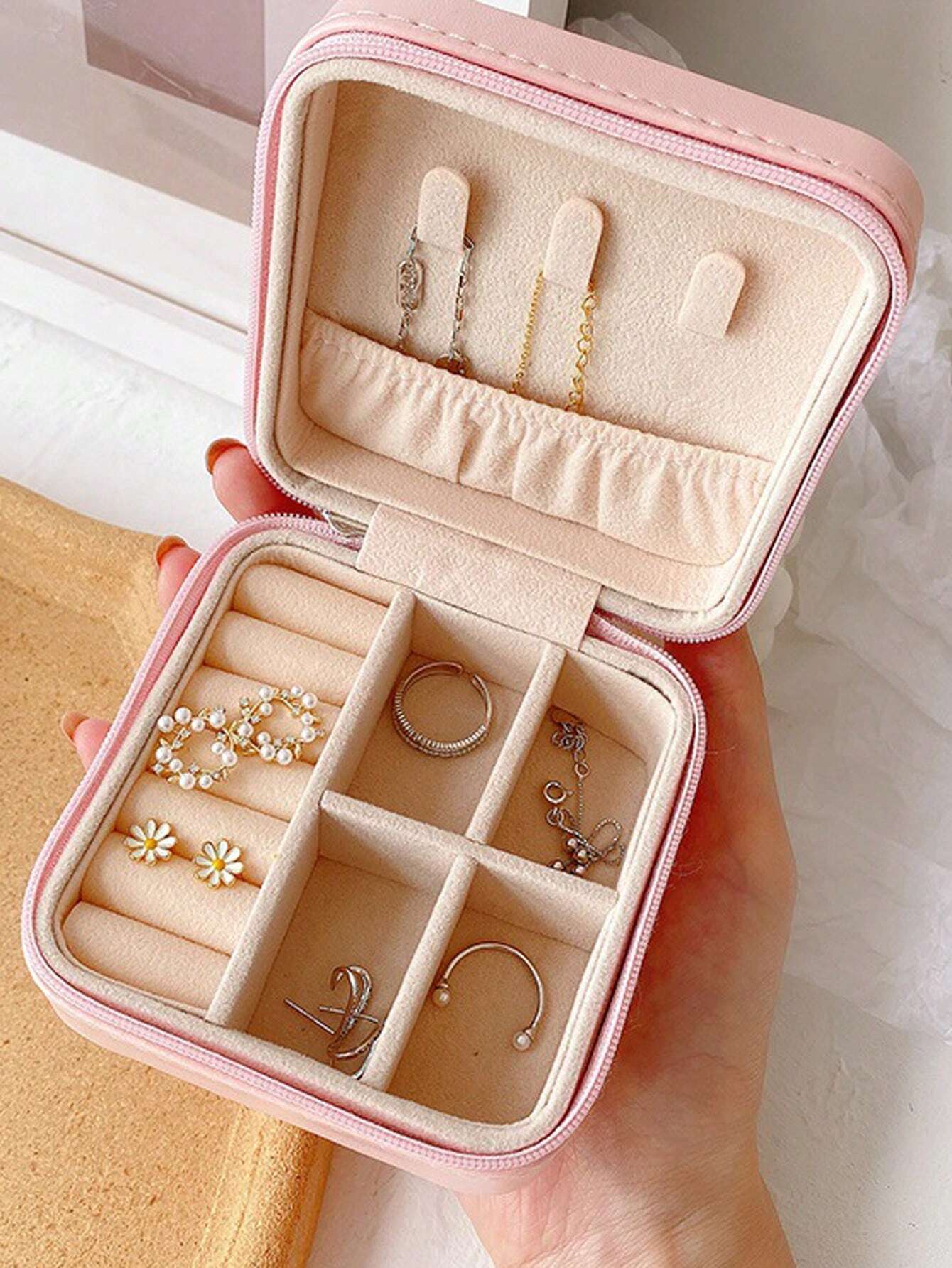 Jewelry Storage Box Organizer with Multiple Compartments for Rings Earrings and Necklaces