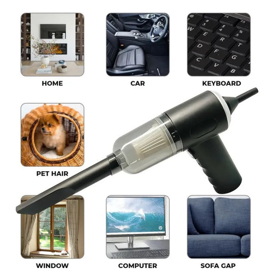 3 In 1 Portable Wireless Vacuum Cleaner & Air Duster – Handheld Rechargeable Cleaner for Car, Home, Keyboard & Computer
