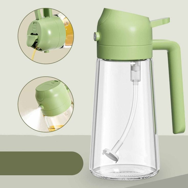 2-in-1 Oil Spray Bottle – Refillable Olive Oil Sprayer & Dispenser for Cooking, Air Fryer, BBQ, Salad & Kitchen Use