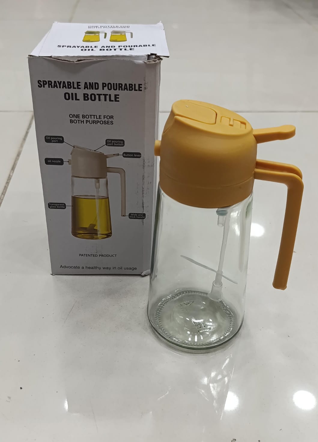 2-in-1 Oil Spray Bottle – Refillable Olive Oil Sprayer & Dispenser for Cooking, Air Fryer, BBQ, Salad & Kitchen Use